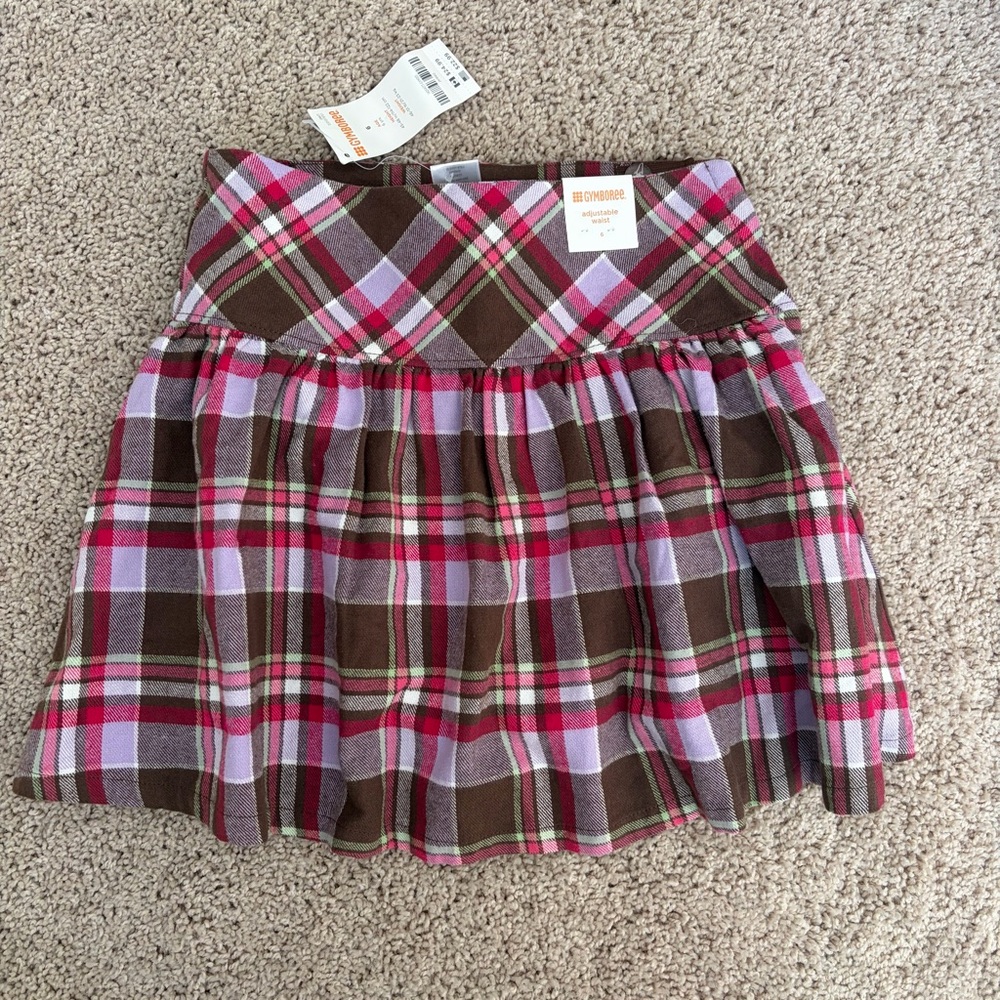 Gymboree NWT Pink, Lavender and Brown Plaid Mini Skirt/Skort size 6